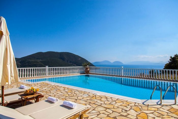 villa dream vasiliki lefkada greece private pool looking in vasiliki bay