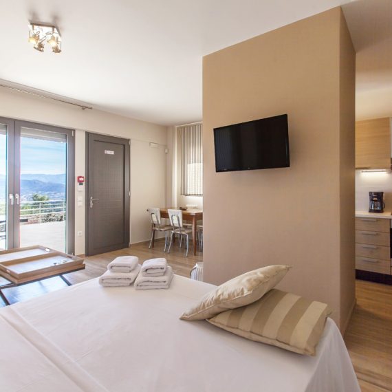 villa kallisto lefkas lefkada accommodation open living lounge bedroom kitchen