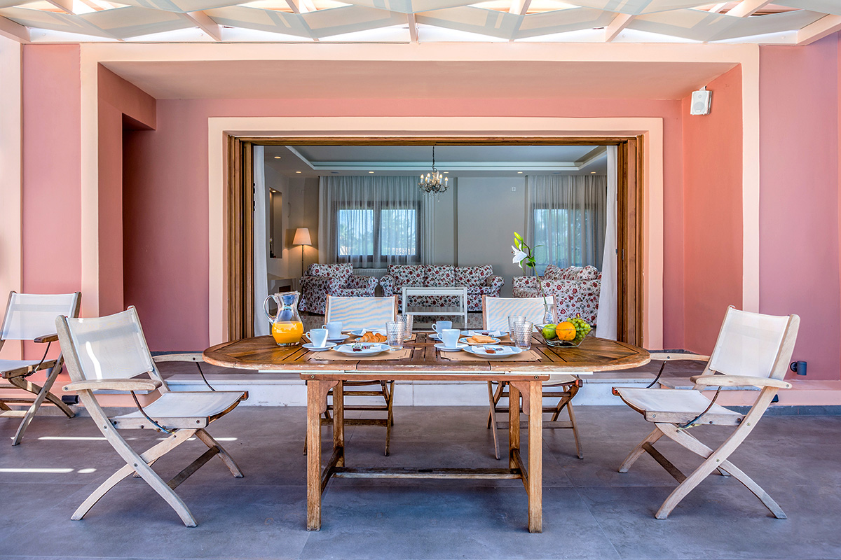 agios ioannis villas lefkada greece accommodation outdoor dining setting