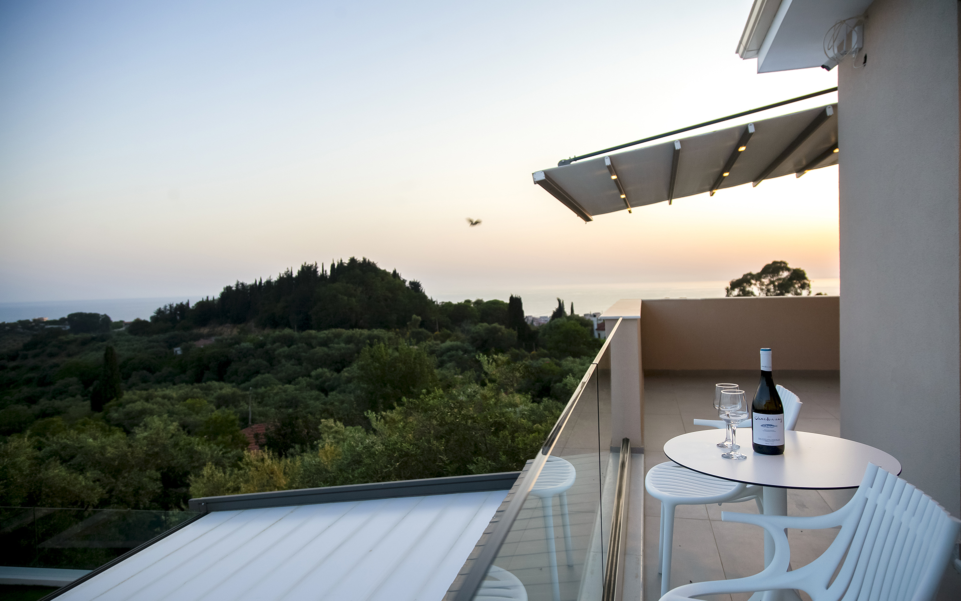 villa andromeda preveza monolithi greece balcony view at evening HEADER