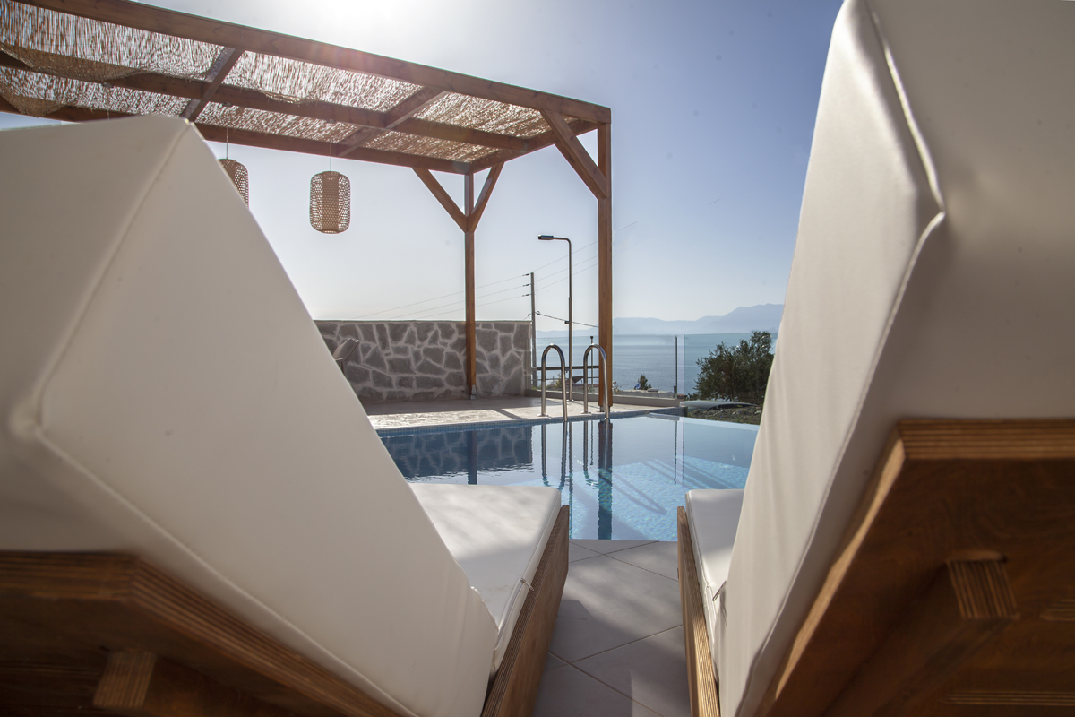 villa petalouda paleros greece luxury sun lounge with sea view