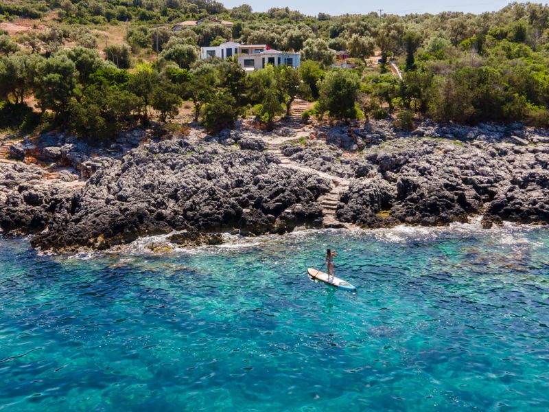 villa saphora ammouso lefkada greece beach surfboard
