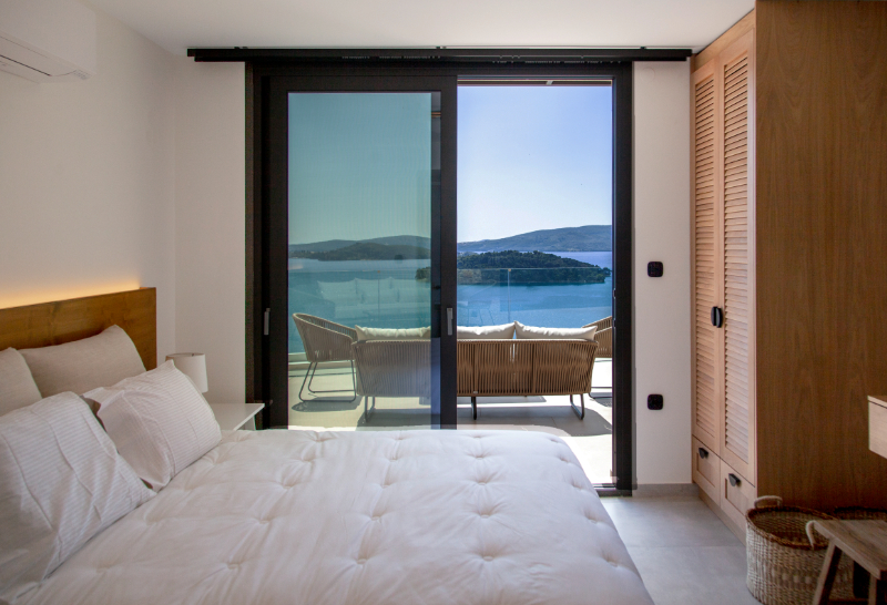villa phaena nidri lefkada greece bedroom bed sea view