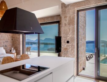 villa phaena nidri lefkada greece living room stove sea view