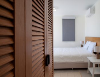 villa pasithea perigiali lefkada bedroom closet door bed