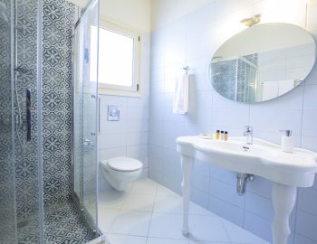 ionian luxury villas olivia lefkada perigiali bathroom toilet mirror showe bidet shampoo