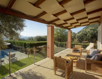 ionian luxury villas olivia lefkada perigiali outdoor lounge pillows swimming pool chairs