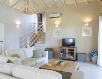 ionian luxury villas olivia lefkada perigiali tv sofa living room stairs door