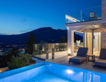 majestic villas geni lefkada evening pool lights sky