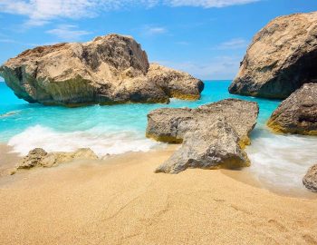 megali petra kalamitsi beach lefkada greece