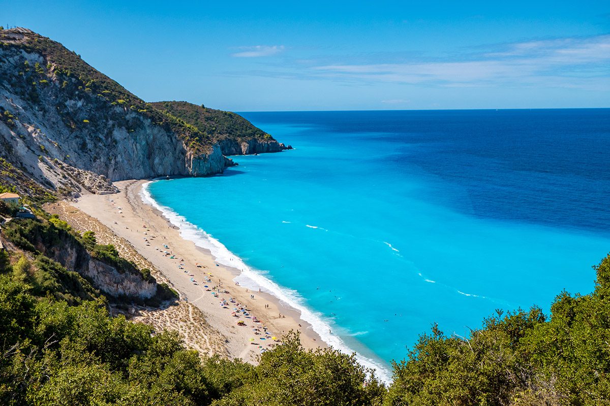 panoramic view of milos beach lefkada island greece
