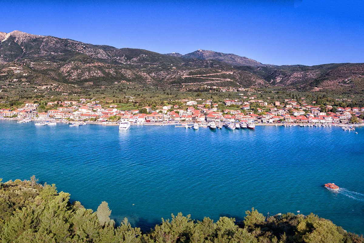 panoramic view of nidri lefkada island greece