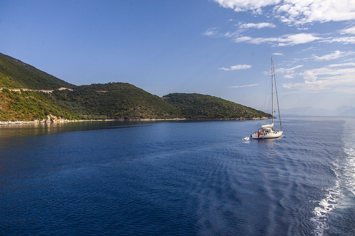 sailing boat ionian sea lefkada island greece