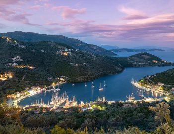 sivota village night view lefkada island greece