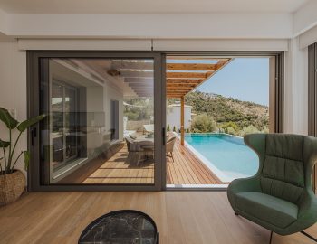 villa alpha sivota lefkada greece living room with pool access