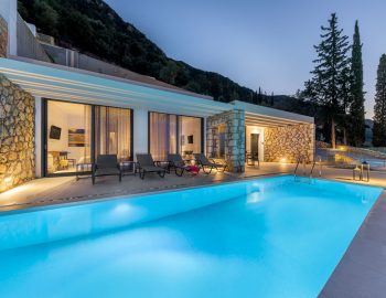 villa alpha z luxury lefkada greece outdoor pool with sunset