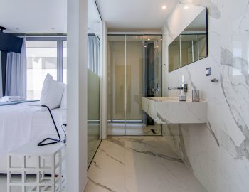 villa blue ionian sivota greece accommodation luxury master bedroom with ensuite bathroom shower