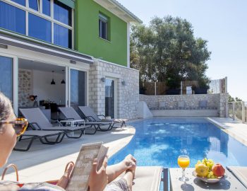 villa cohili sivota lefkada greece private pool area with sunbeds amazing seaviews