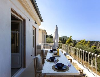 villa dalula agios nikitas lefkada greece holiday outdoor balcony dining with mountain view