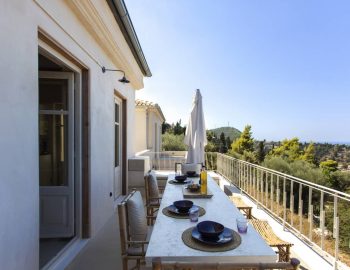 villa dalula agios nikitas lefkada greece outdoor balcony dining with mountain view