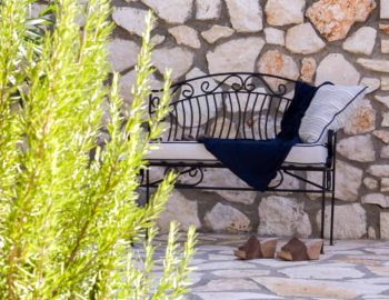 villa del sol perigiali lefkada greece outside bench