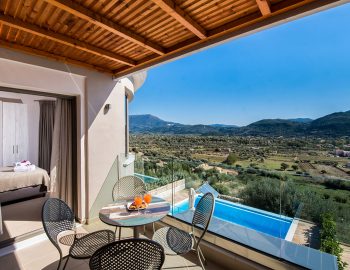 villa drakatos mare vasiliki lefkada balcony with pool and mountain view