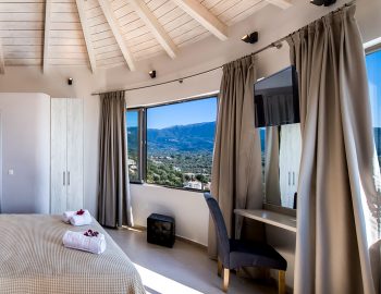 villa drakatos mare vasiliki lefkada upstairs double bedroom with mountain views