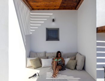 villa empeiria paleros greece girl relaxing on day bed