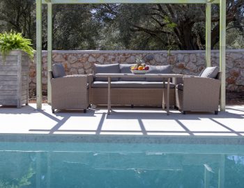 villa erato lefkada greece pool outdoor dining table