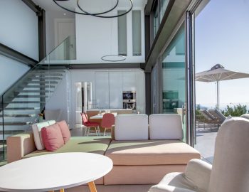 villa glass sivota euripus modern living area