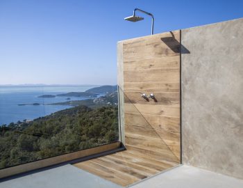 villa glass sivota euripus modern outdoor shower