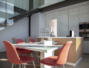 villa glass syvota epirus greece dining area