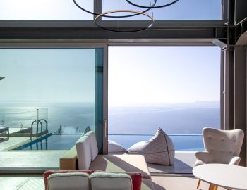 villa glass syvota epirus greece lounge with sea view
