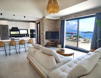 villa haris nidri lefkada sitting area white sofa comfort dinning room