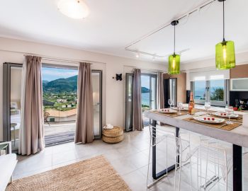 villa irene vasiliki lefkada lefkas open living dining kitchen sea view