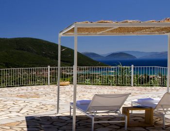 villa katsiki vasiliki cottages lefkada greece cover photo panoramic sea ocean sunset mountain city view privacy private space pool deck chair sunshade patio perfect for couple