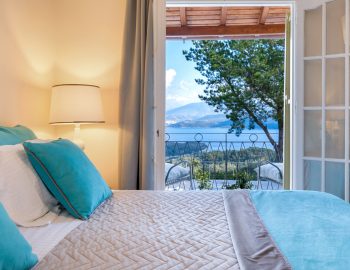 villa leondari kassiopi corfu greece double bedroom with outside view