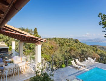 villa leondari kassiopi corfu greece pool and balcony view