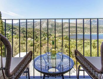 villa luca dessimi lefkada greece balcony with mountain and sea view 1