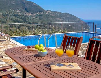 villa magnolia mikros gialos lefkada greece outdoor dining by the pool