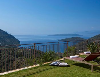 villa magnolia mikros gialos lefkada greece sun loungers with sea view