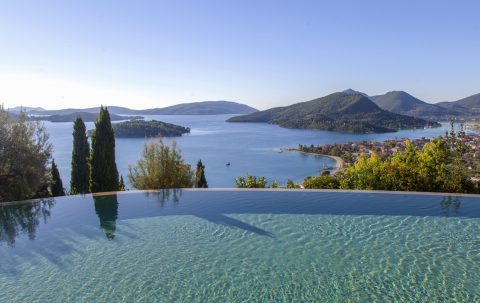 villa mimoza nidri lefkada with large infinity pool ideal for luxury events and weddings