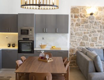 villa onar perigiali lefkada greece kitchen wooden furnitures grey