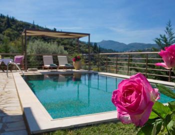 villa paionia lefkada greece pool and flowers