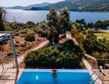 villa saphora ammouso lefkada greece pool view from above sea mountains