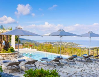 villa white stone kassiopi corfu greece outside area with pool view