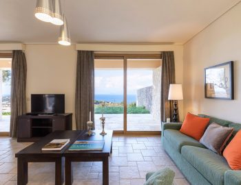 villa yellow stone kassipi cofu greece lounge with sea view