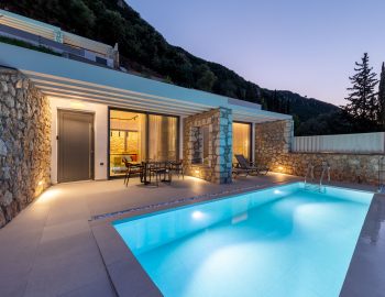 z4 luxury villa bita lefkada greece night swimming pool trees