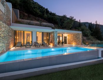 z4 luxury villa delta lefkada greece swimming pool garden mountain night poperty