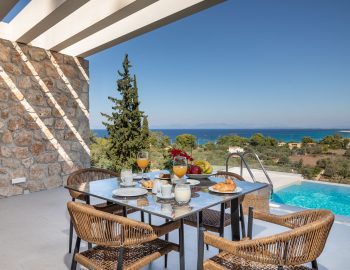 z4 luxury villa delta lefkada greece swimming pool table breakfast sea view trees